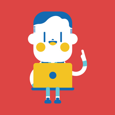 Character illustration design. Businessman using computer cartoonのイラスト素材