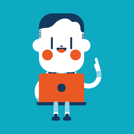 Character illustration design. Businessman using computer cartoonのイラスト素材