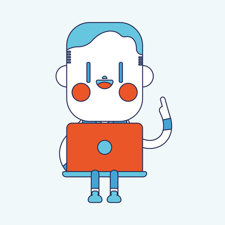 Character illustration design. Businessman using computer cartoonのイラスト素材