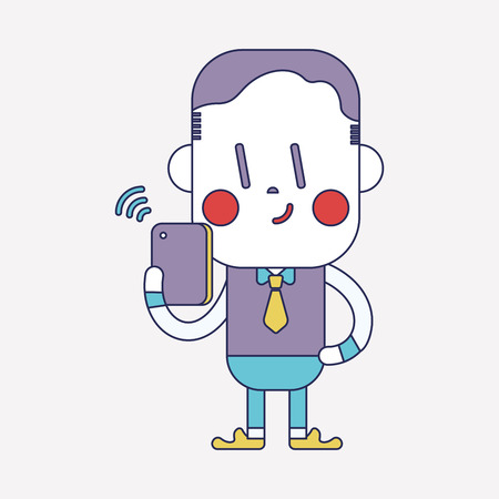 Character illustration design. Businessman using cell phone cartoonのイラスト素材