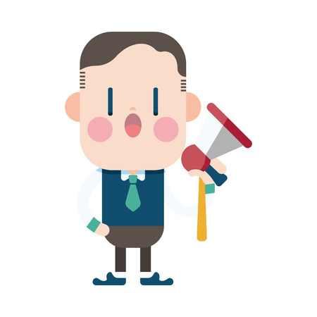 Character illustration design. Businessman loudspeakers cartoonのイラスト素材