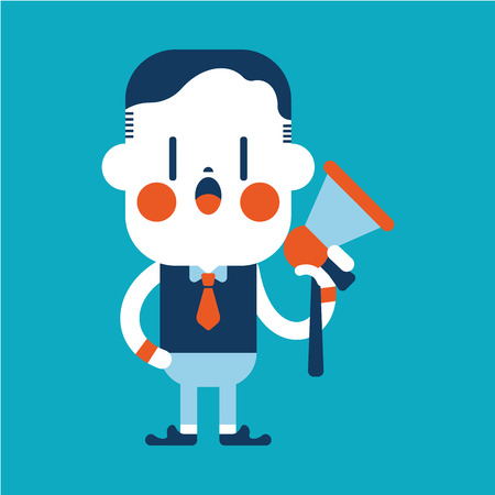 Character illustration design. Businessman loudspeakers cartoonのイラスト素材