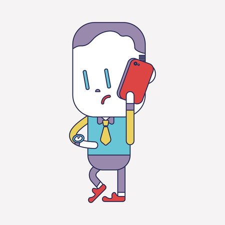 Character illustration design. Businessman using cell phone cartoonのイラスト素材