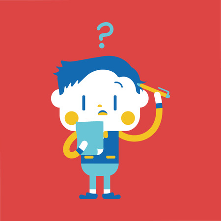 Character illustration design. Businessman having question cartoonのイラスト素材