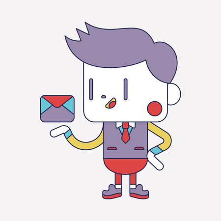 Character illustration design. Businessman sending letter cartoonのイラスト素材