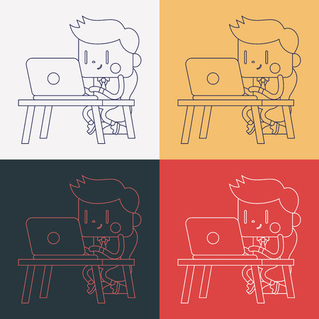 Character illustration design. Businessman using computer cartoonのイラスト素材