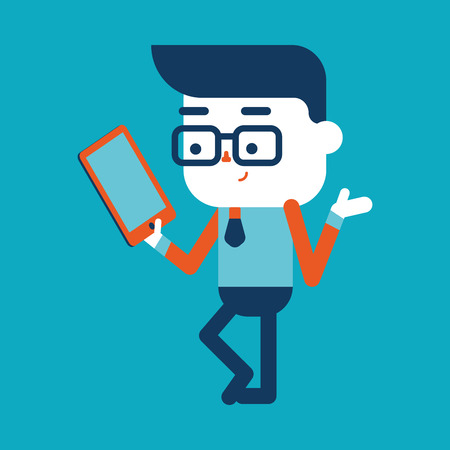 Character illustration design. Businessman using tablet computer cartoon,epsのイラスト素材