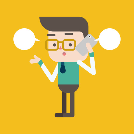 Character illustration design. Businessman using cell phone cartoon,epsのイラスト素材