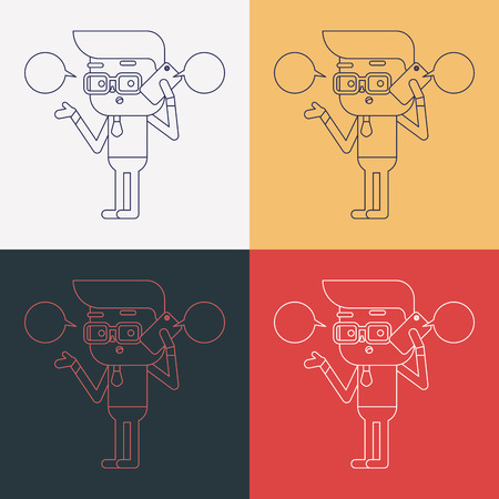 Character illustration design. Businessman using cell phone cartoon,epsのイラスト素材