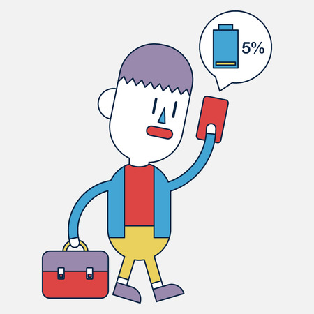 Character illustration design. Businessman cellphone out of charge cartoon,epsのイラスト素材