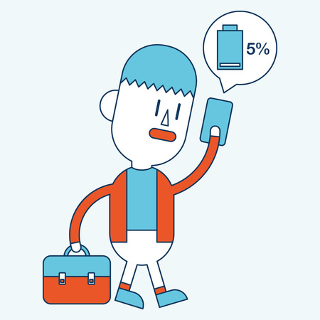 Character illustration design. Businessman cellphone out of charge cartoon,epsのイラスト素材