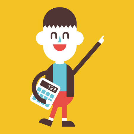Character illustration design. Businessman using calculator cartoon,epsのイラスト素材