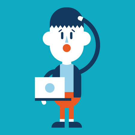 Character illustration design. Businessman using computer cartoon,epsのイラスト素材