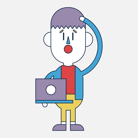 Character illustration design. Businessman using computer cartoon,epsのイラスト素材