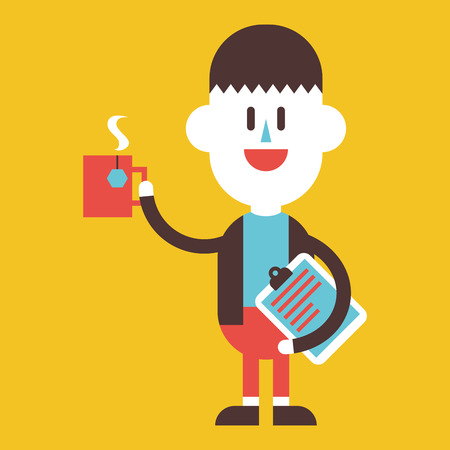Character illustration design. Businessman drinking coffee cartoon,epsのイラスト素材