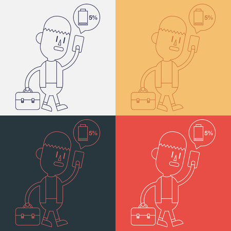 Character illustration design. Businessman cellphone out of charge cartoon,epsのイラスト素材