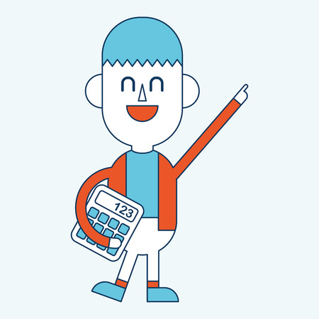 Character illustration design. Businessman using calculator cartoon,epsのイラスト素材