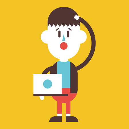 Character illustration design. Businessman using computer cartoon,epsのイラスト素材
