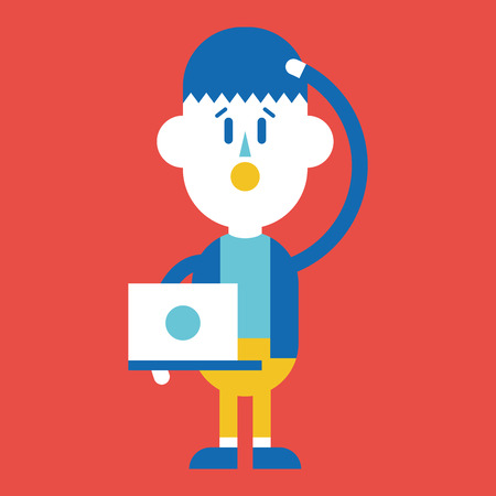 Character illustration design. Businessman using computer cartoon,epsのイラスト素材