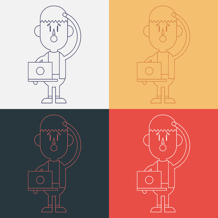 Character illustration design. Businessman using computer cartoon,epsのイラスト素材