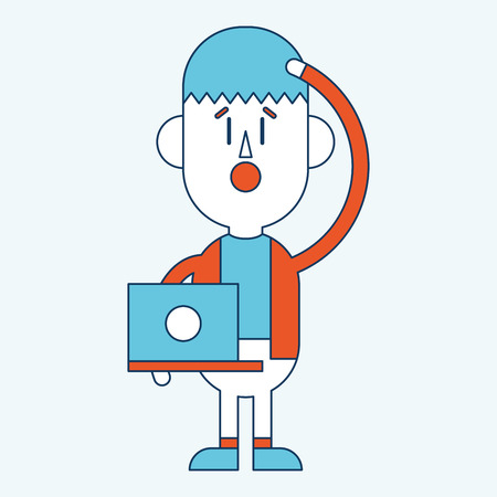 Character illustration design. Businessman using computer cartoon,epsのイラスト素材