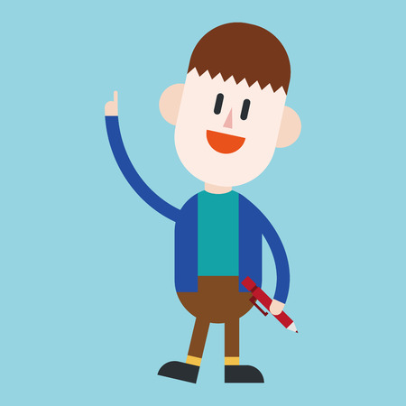 Character illustration design. Businessman writing cartoon,epsのイラスト素材