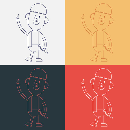 Character illustration design. Businessman writing cartoon,epsのイラスト素材