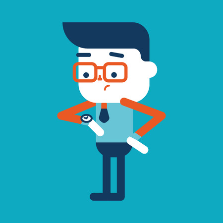 Character illustration design. Businessman on time cartoonのイラスト素材