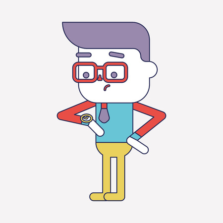 Character illustration design. Businessman on time cartoonのイラスト素材