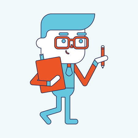 Character illustration design. Businessman writing cartoonのイラスト素材