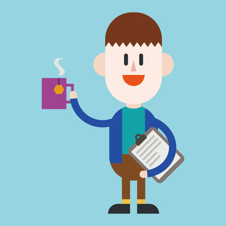 Character illustration design. Businessman drinking coffee cartoon,epsのイラスト素材