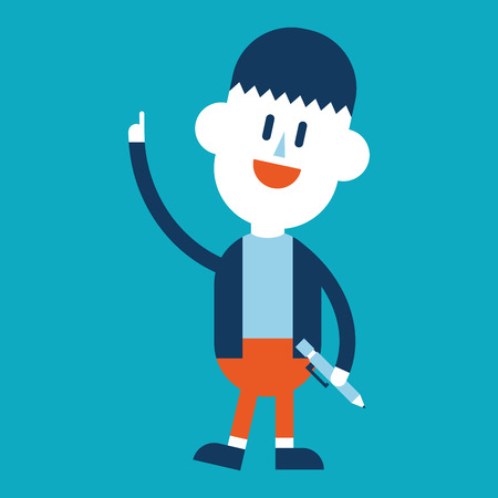 Character illustration design. Businessman writing cartoon,epsのイラスト素材