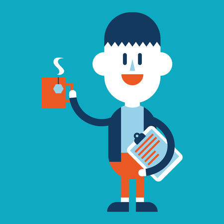 Character illustration design. Businessman drinking coffee cartoon,epsのイラスト素材