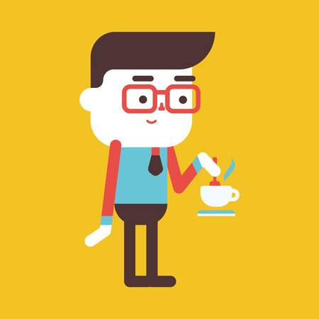 Character illustration design. Businessman drinking coffee cartoon,epsのイラスト素材