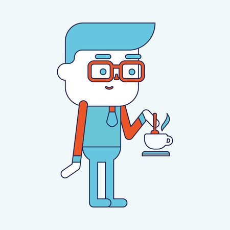 Character illustration design. Businessman drinking coffee cartoon,epsのイラスト素材
