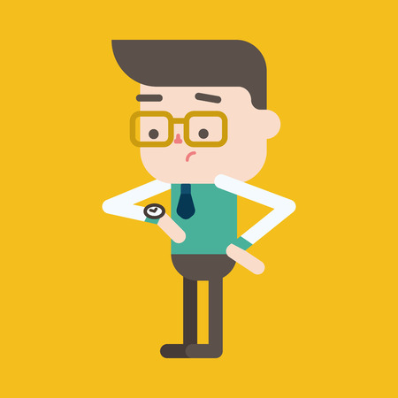 Character illustration design. Businessman on time cartoon,epsのイラスト素材