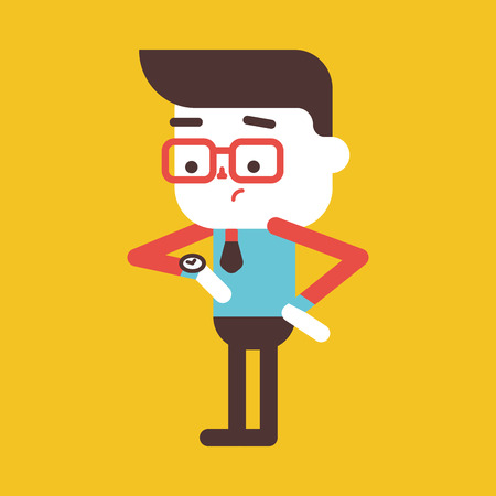 Character illustration design. Businessman on time cartoon,epsのイラスト素材