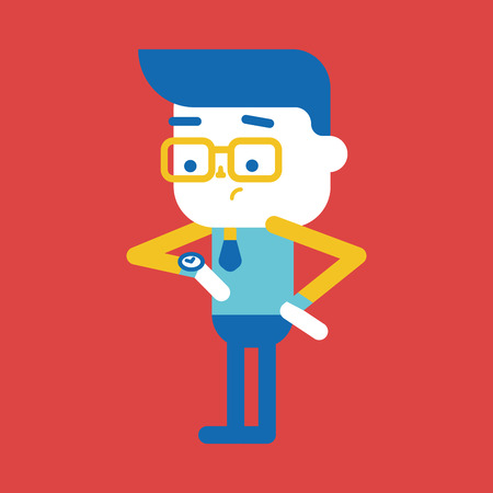 Character illustration design. Businessman on time cartoon,epsのイラスト素材