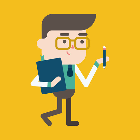 Character illustration design. Businessman writing cartoon,epsのイラスト素材