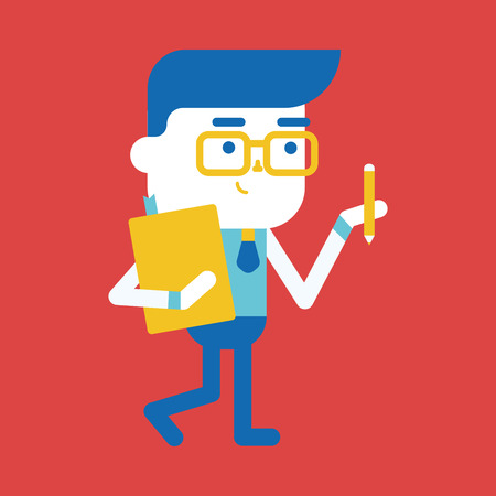 Character illustration design. Businessman writing cartoon,epsのイラスト素材