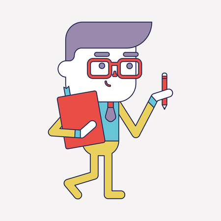 Character illustration design. Businessman writing cartoon,epsのイラスト素材