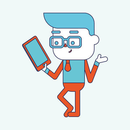 Character illustration design. Businessman using tablet computer cartoon,epsのイラスト素材