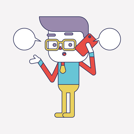 Character illustration design. Businessman using cell phone cartoon,epsのイラスト素材