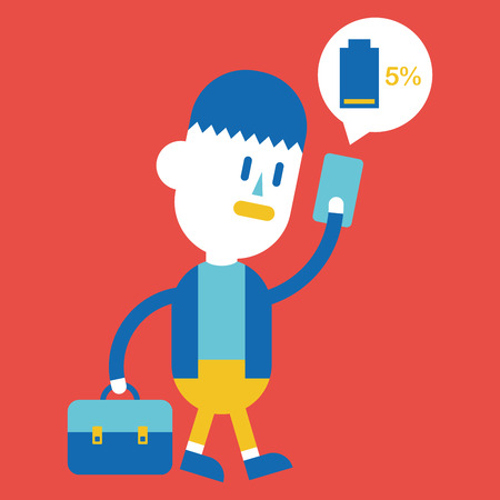 Character illustration design. Businessman cellphone out of charge cartoon,epsのイラスト素材