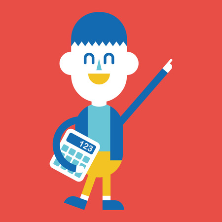 Character illustration design. Businessman using calculator cartoon,epsのイラスト素材