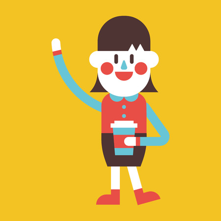 Character illustration design. Businesswoman drinking coffee cartoonのイラスト素材