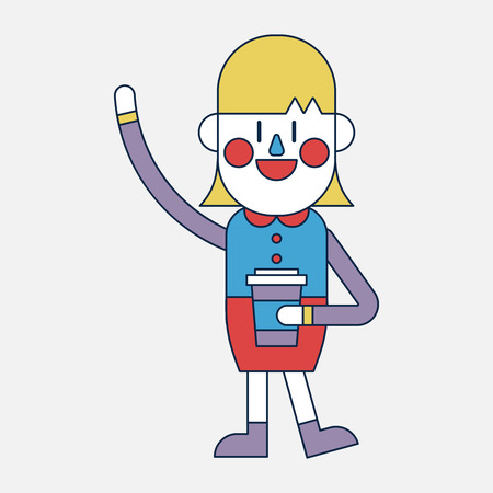 Character illustration design. Businesswoman drinking coffee cartoonのイラスト素材
