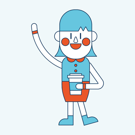 Character illustration design. Businesswoman drinking coffee cartoonのイラスト素材