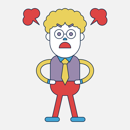Character illustration design. Businessman angry cartoonのイラスト素材