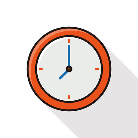 clock line icon with long shadowのイラスト素材
